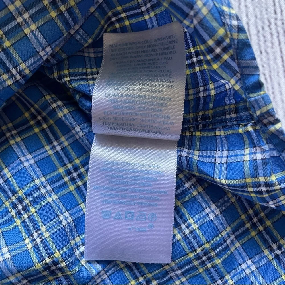Ralph Lauren Blue Plaid Short Sleeve Button Down Size 12 months